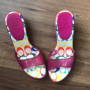 Coach multicolor kitten heel sandals